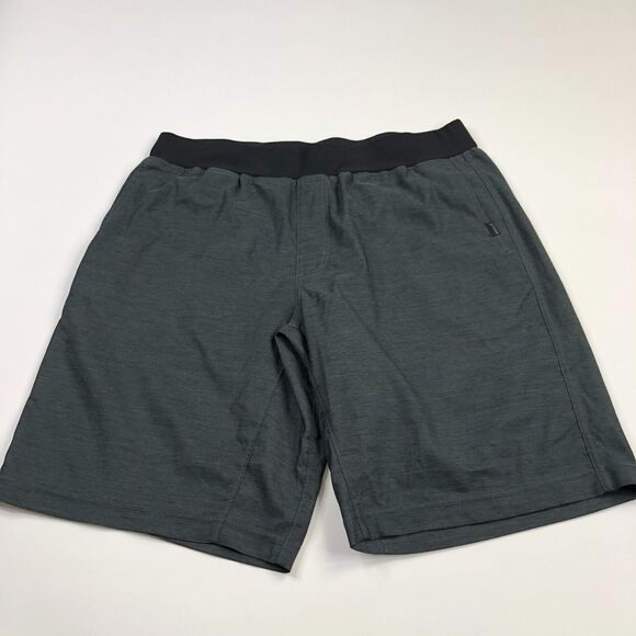 Prana LG (Fits 33W) Athleisure Training Gym 10" Elastic Waist Shorts Gray - Picture 2 of 6